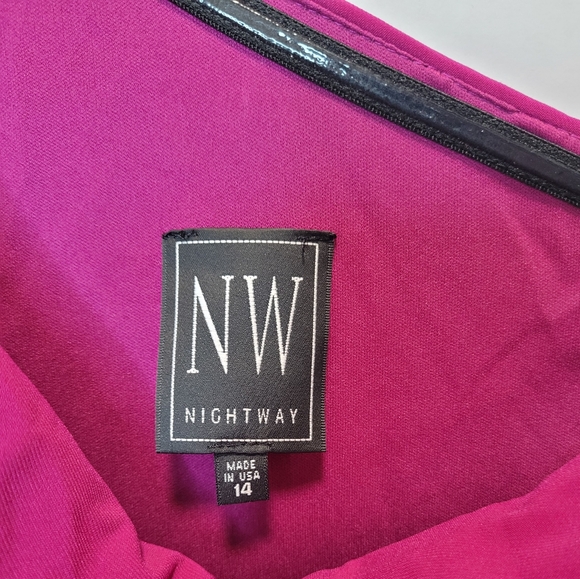 Nightway Womens Pink One-Shoulder Body-Con Gown Dress Size 14 NWT - Picture 3 of 5